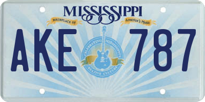 MS license plate AKE787