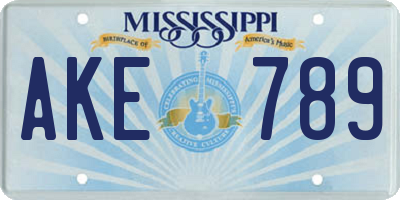 MS license plate AKE789