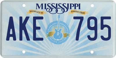 MS license plate AKE795