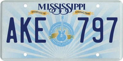 MS license plate AKE797