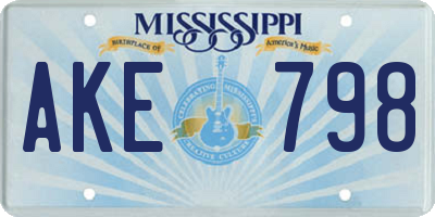 MS license plate AKE798
