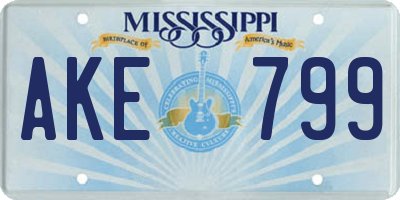 MS license plate AKE799