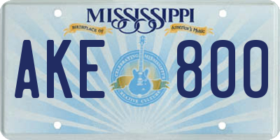 MS license plate AKE800
