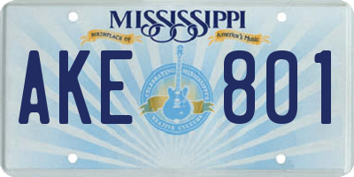 MS license plate AKE801