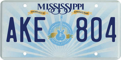 MS license plate AKE804