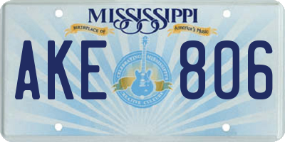 MS license plate AKE806