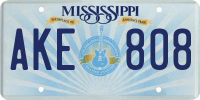 MS license plate AKE808