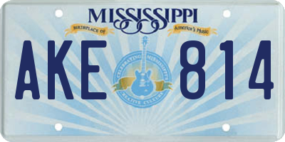MS license plate AKE814