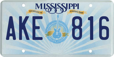 MS license plate AKE816