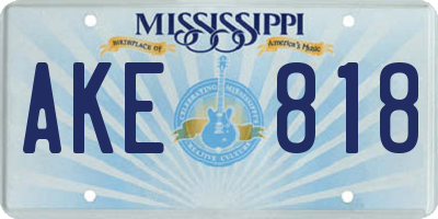 MS license plate AKE818