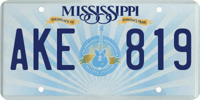 MS license plate AKE819