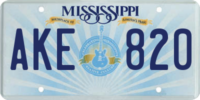 MS license plate AKE820