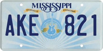 MS license plate AKE821