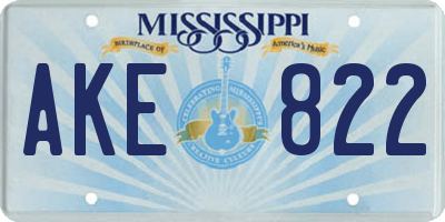 MS license plate AKE822