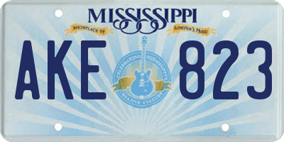 MS license plate AKE823