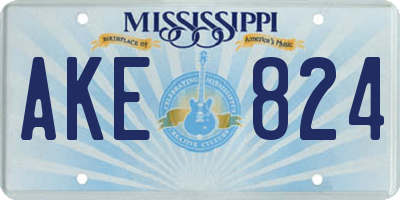 MS license plate AKE824