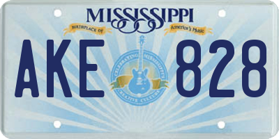 MS license plate AKE828
