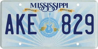 MS license plate AKE829