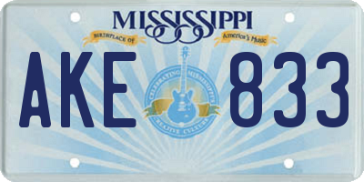 MS license plate AKE833