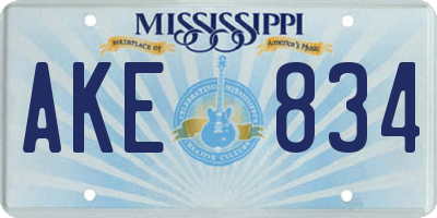 MS license plate AKE834
