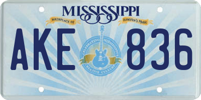 MS license plate AKE836