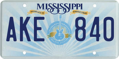 MS license plate AKE840