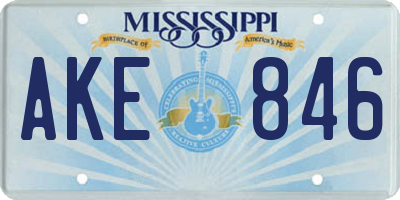 MS license plate AKE846