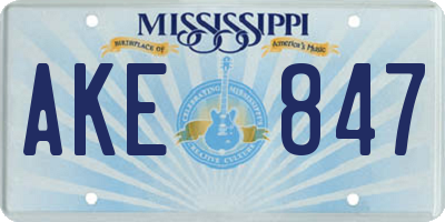 MS license plate AKE847