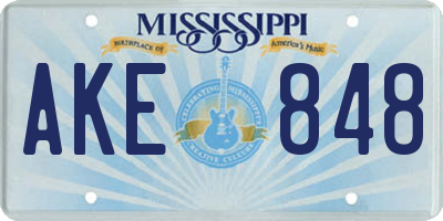 MS license plate AKE848