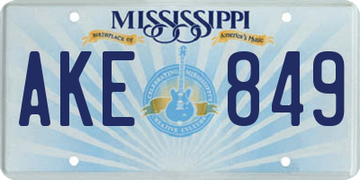 MS license plate AKE849