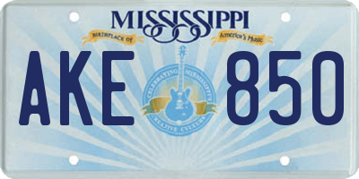 MS license plate AKE850