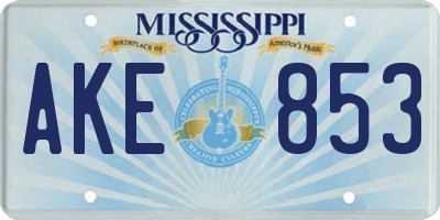 MS license plate AKE853