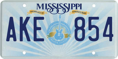 MS license plate AKE854
