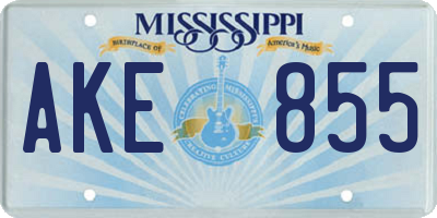 MS license plate AKE855