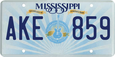 MS license plate AKE859