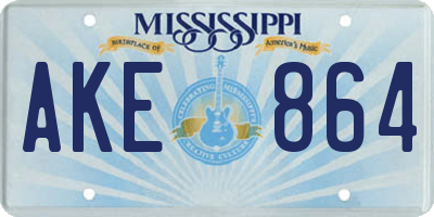 MS license plate AKE864