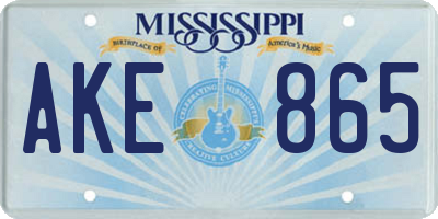 MS license plate AKE865
