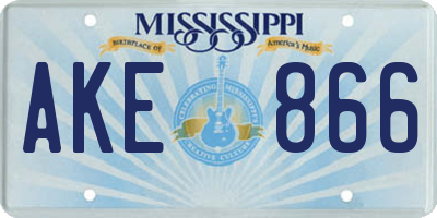 MS license plate AKE866