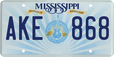 MS license plate AKE868