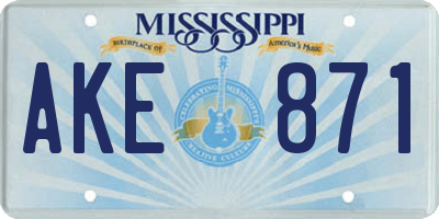 MS license plate AKE871
