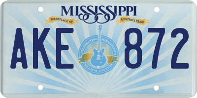 MS license plate AKE872