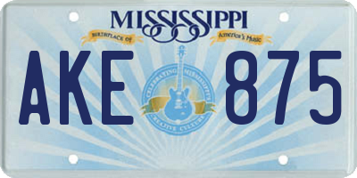 MS license plate AKE875