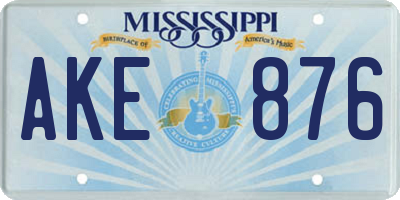MS license plate AKE876