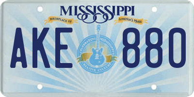 MS license plate AKE880