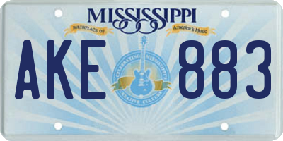 MS license plate AKE883