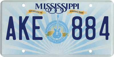 MS license plate AKE884