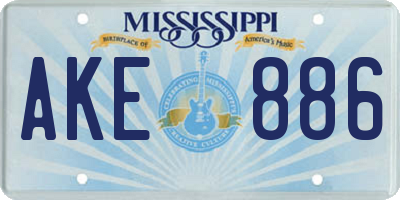 MS license plate AKE886