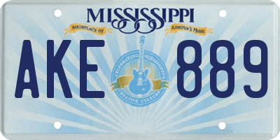 MS license plate AKE889
