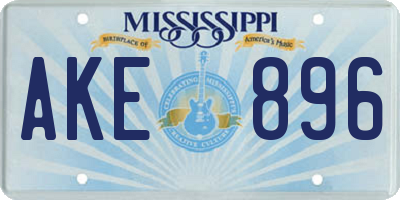 MS license plate AKE896