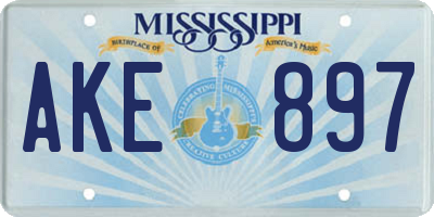 MS license plate AKE897
